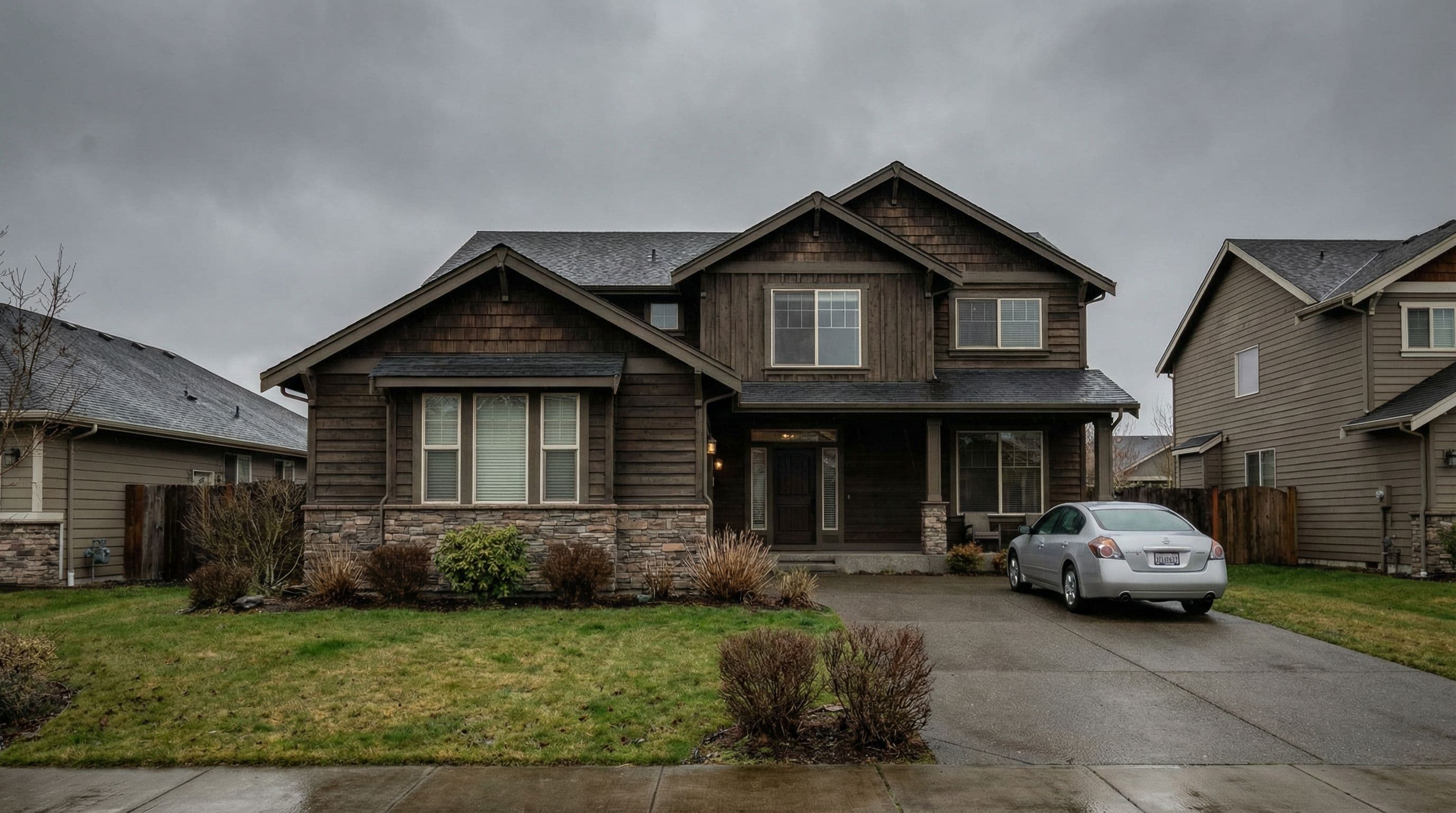 House exterior on overcast day